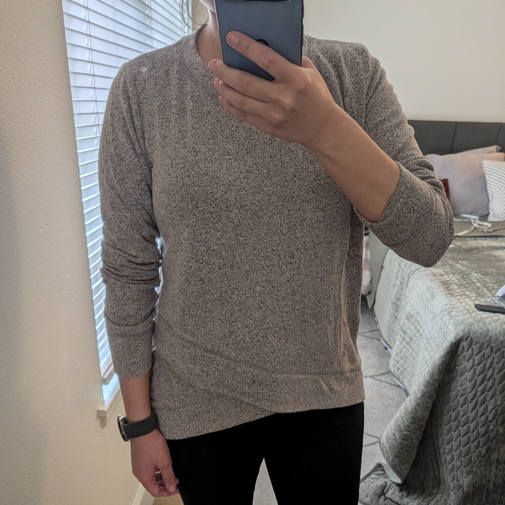 Pink Clover Heathered Gray Crewneck Sweater